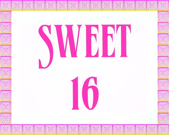 Sweet 16 Birthday ~ Edible 2D Fondant Birthday Cake/Cupcake Topper ~ D21827