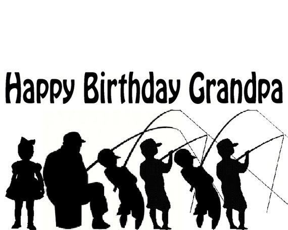 Happy Birthday Grandpa Fishing Birthday - Edible Cake and Cupcake Topper For Birthday's and Parties! - D24743