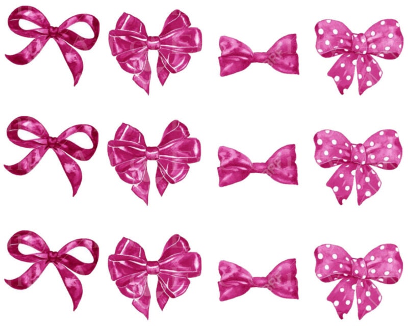 Pink Bows & Ribbons Birthday Edible 2D Fondant Birthday Cake Side