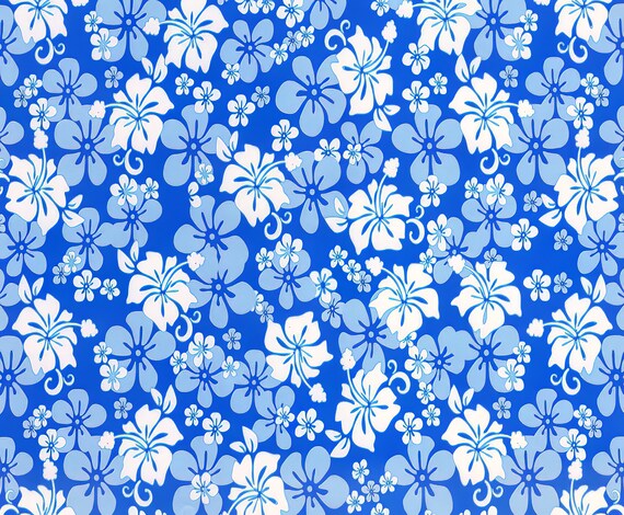 Blue & White Luau Flowers Cake Background ~ Edible 2D Fondant Birthday Cake/Cupcake Topper ~ D2930