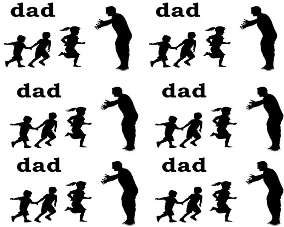 Dad Silhouette Birthday - Side Strips - 2D Edible Fondant Cake Side Toppers - Decorate The Sides of Your Cake! - D24486