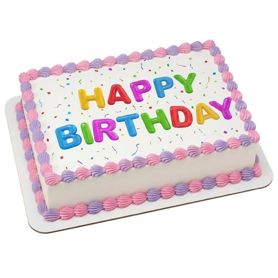 Birthday Balloon Letters Confetti Edible Cake Topper, Colorful Celebration Frosting Sheet Decoration ~ D7639