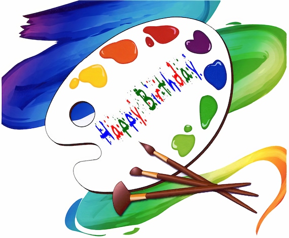 Artist Happy Birthday ~ Edible 2D Fondant Birthday Cake/Cupcake Topper ~ D22830