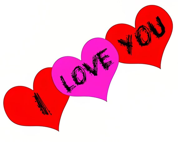 Happy Valentine's Day I Love You Hearts ~ Edible 2D Fondant Birthday Cake/Cupcake Topper ~ D22062