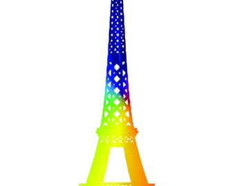 Rainbow Eiffel Tower Birthday ~ Edible 2D Fondant Birthday Cake/Cupcake Topper ~ D21527
