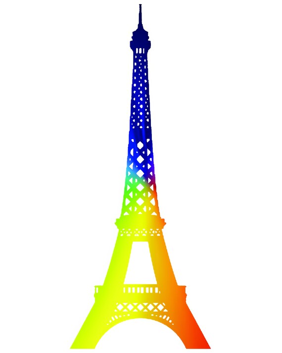 Rainbow Eiffel Tower Birthday ~ Edible 2D Fondant Birthday Cake/Cupcake Topper ~ D21527