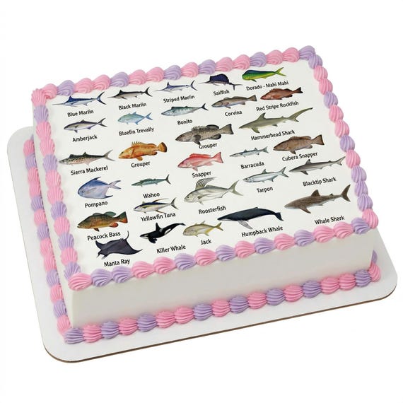 Ocean Life Fish Species Birthday ~ Edible 2D Fondant Birthday Cake/Cupcake Topper ~ D7947