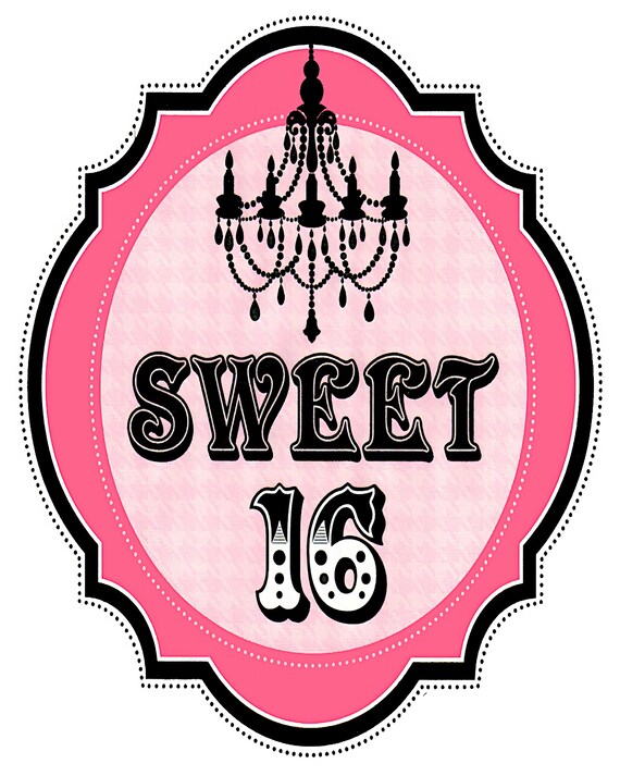 Pink Sweet 16 Birthday ~ Edible 2D Fondant Birthday Cake/Cupcake Topper ~ D384