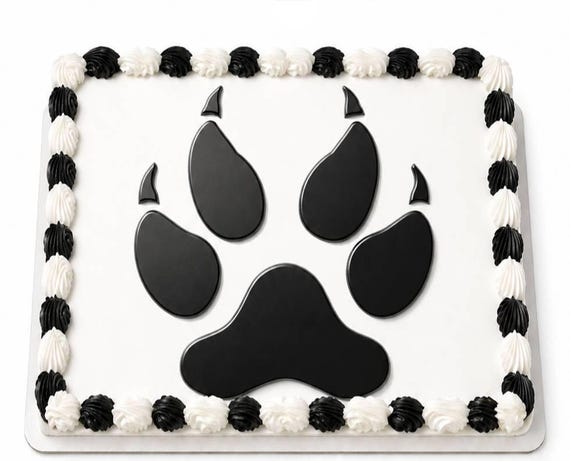 Black Wolf Paw Print Edible Cake Topper, Claw Mascot Team Frosting Sheet Image, Wildcat Panther ~ D9980