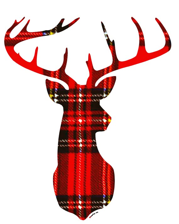 Plaid Deer~ Edible 2D Fondant Birthday Cake/Cupcake Topper ~ D1505