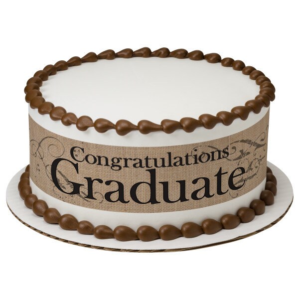 Congratulations Graduate Edible 2D Fondant Birthday Cake Side Toppers
