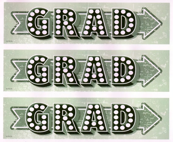 Marquee Graduation - Side Strips ~ Edible 2D Fondant Birthday Cake Side Toppers ~ D20690