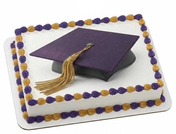 Graduation Cap Edible Cake Topper Purple Gold Grad Hat Cake Image Party Decor D7481