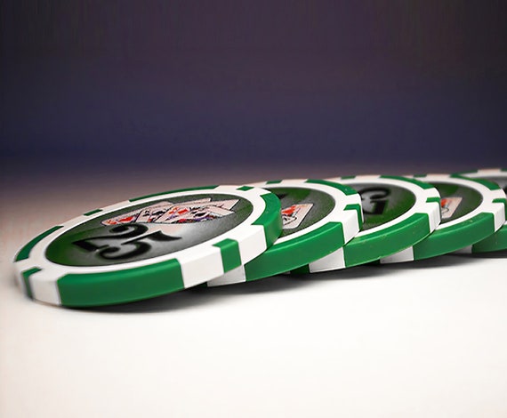 Casino Green Poker Chips Birthday ~ Edible 2D Fondant Birthday Cake/Cupcake Topper ~ D7342