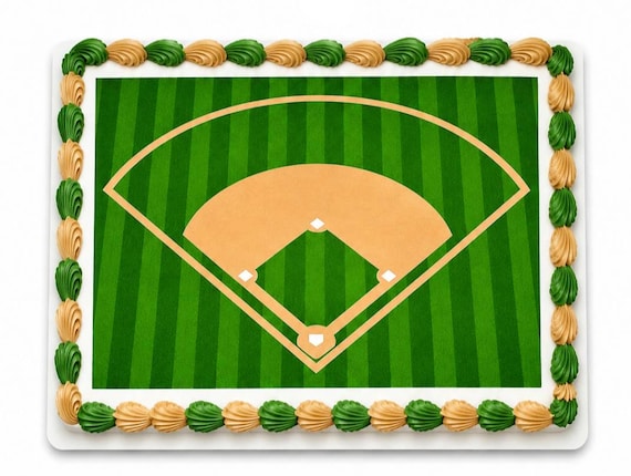 Baseball Field Edible Cake Topper, Sports Birthday Frosting Sheet Image, Diamond Party Decor ~ D30112