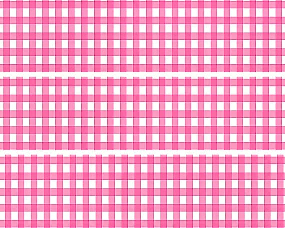 Pink Plaid Birthday - Edible 2D Fondant Cake Side Toppers - Decorate The Sides of Your Cake! - D24530