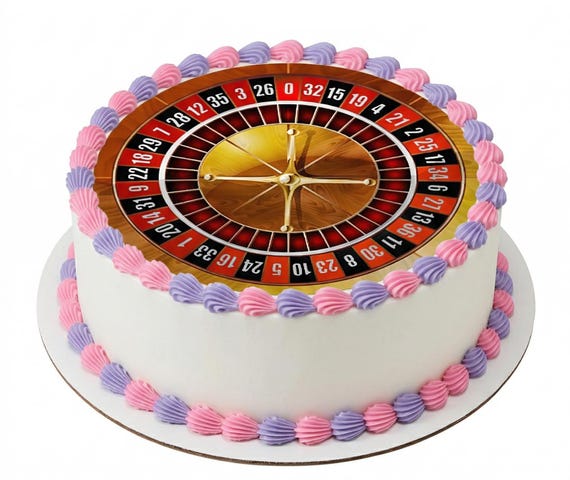 Roulette Wheel Edible Cake Topper, Casino Night Vegas Party Frosting Sheet Decoration ~ D10022