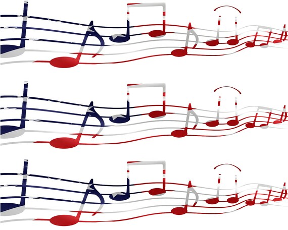 Patriotic Musical Notes Band Birthday ~ Edible 2D Fondant Birthday Cake Side Toppers ~ D22858