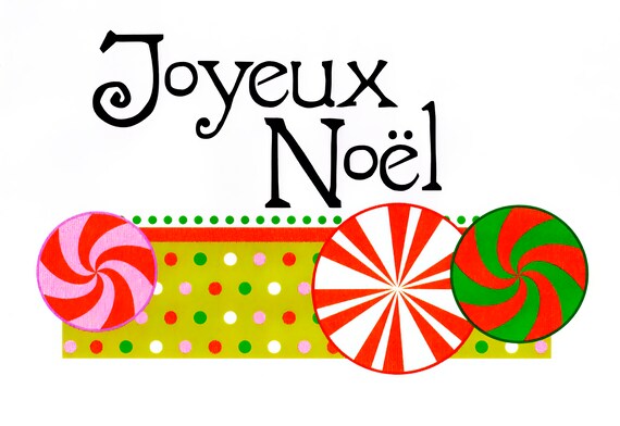 Joyeux Noel Bon Bon ~ Edible 2D Fondant Birthday Cake/Cupcake Topper ~ D20778