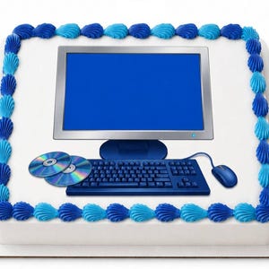 Computer Edible Cake Topper, Technology Birthday Frosting Sheet Image ~ D1521
