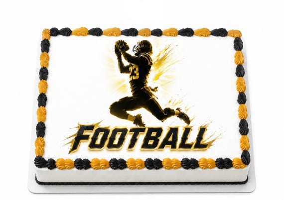 Football Player Catch Edible Cake Topper, Sports Birthday Frosting Sheet Image ~ D30171