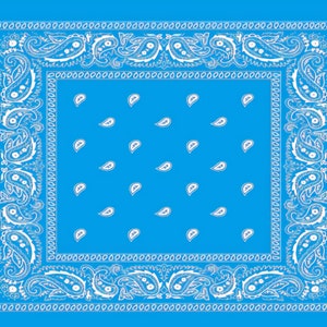 Light Blue Paisley Bandana Birthday - 2D Fondant Edible Cake and Cupcake Topper For Birthdays and Parties! - D24370