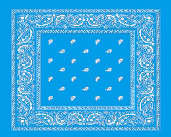 Light Blue Paisley Bandana Birthday - 2D Fondant Edible Cake and Cupcake Topper For Birthdays and Parties! - D24370