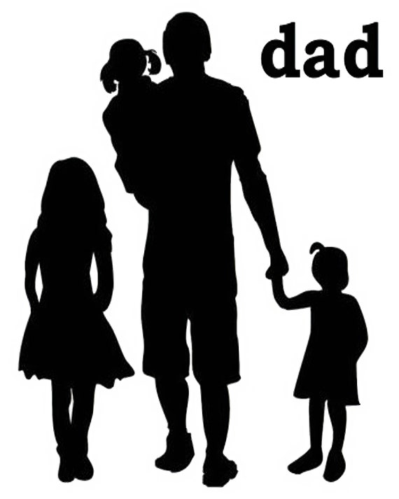 Dad & Kids Silhouette Background - 2D Edible Cake/Cupcake Topper For Birthdays and Parties! - D24306