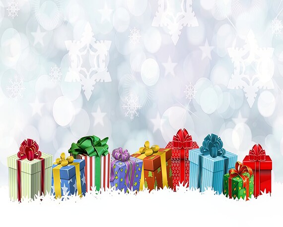 Merry Christmas Snow Presents ~ Edible 2D Fondant Birthday Cake/Cupcake Topper ~ D24220