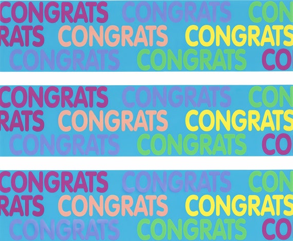 Congrats Grad - Side Strips ~ Edible 2D Fondant Birthday Cake Side Toppers ~ D4385