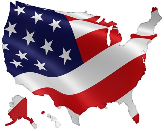 US Map American Flag Birthday ~ Edible 2D Fondant Birthday Cake/Cupcake Topper ~ D22936