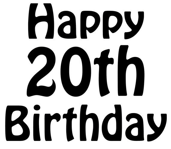 Happy 20th Birthday - 2D Fondant Edible Cake and Cupcake Topper For Birthdays and Parties! - D24365