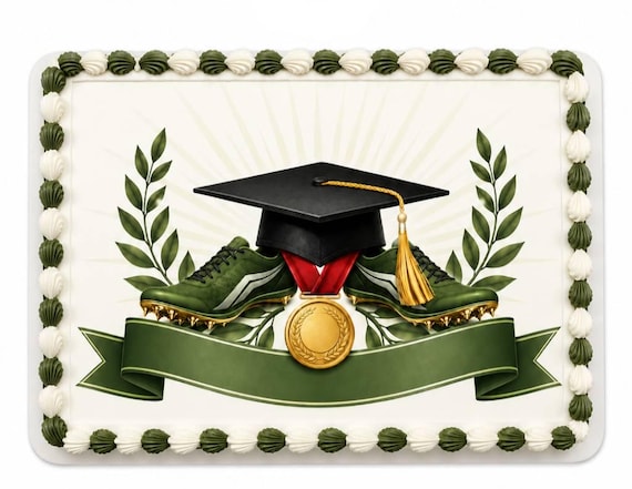 Track Graduation Shoes Edible Cake Topper, Runner Senior Frosting Sheet Image ~ D30190