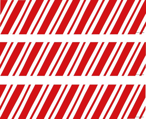 Christmas Candy Cane Birthday Side Strips ~ Edible 2D Fondant Birthday Cake Side Toppers ~ D20068