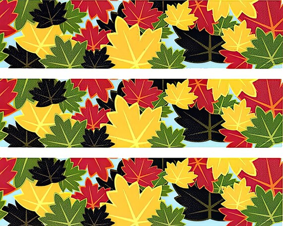 Fall Leaves Birthday Side Strips ~ Edible 2D Fondant Birthday Cake Side Toppers ~ D512