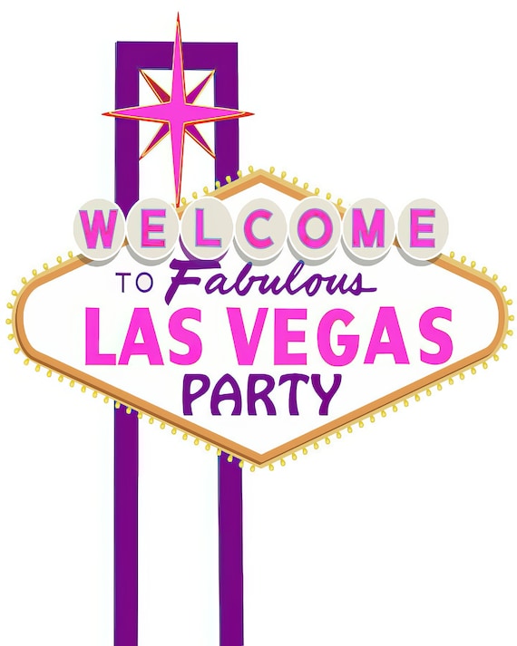 Las Vegas Party Casino Pink & Purple Birthday ~ Edible 2D Fondant Birthday Cake/Cupcake Topper ~ D24186