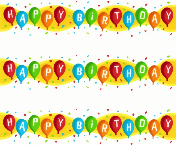 Happy Birthday Background - Side Strips ~ Edible 2D Fondant Birthday Cake Side Toppers ~ D6920