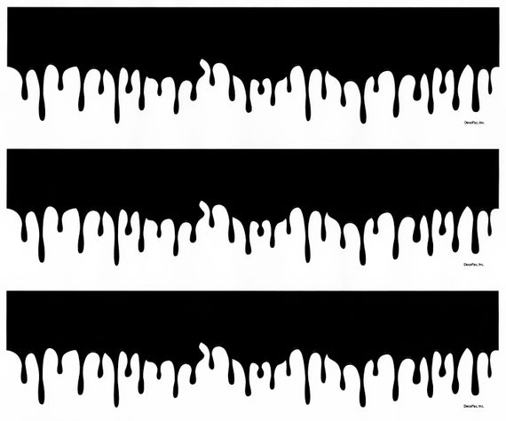 Black with White Slime - Birthday Background - Side Strips ~ Edible 2D Fondant Birthday Cake Side Toppers ~ D22547