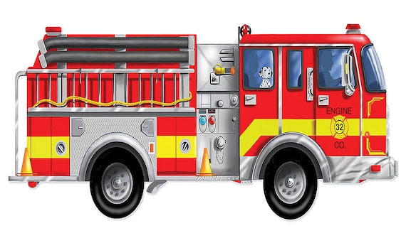 Red Fire Truck Birthday Topper ~ Edible 2D Fondant Birthday Cake/Cupcake Topper ~ D9169
