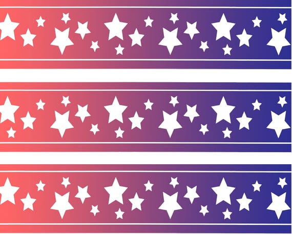 Patriotic Stars - Side Strips ~ Edible 2D Fondant Birthday Cake Side Toppers ~ D21566