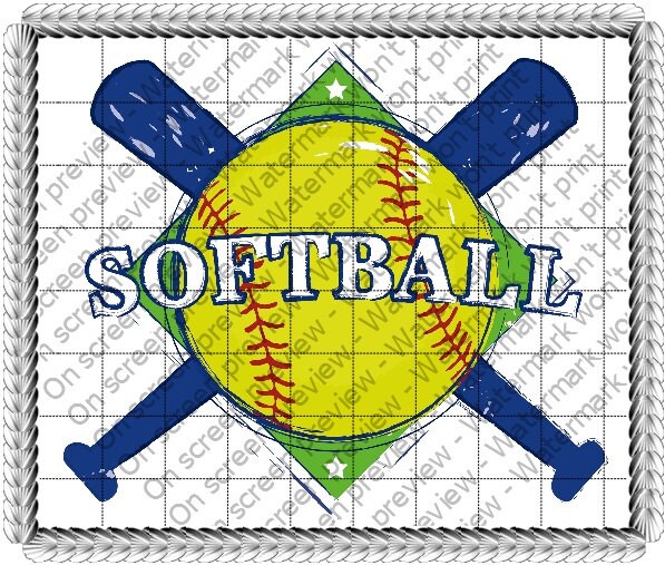 Softball Birthday Edible 2D Fondant Birthday Cake/Cupcake Topper D20699