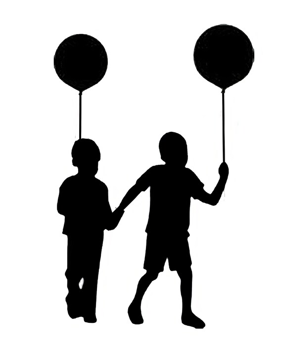 Brothers Silhouette Birthday ~ Edible 2D Fondant Birthday Cake/Cupcake Topper ~ D24545