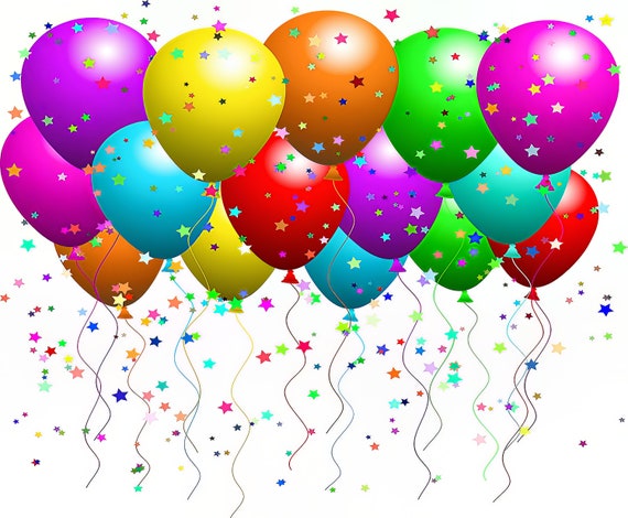 Birthday Balloons ~ Edible 2D Fondant Birthday Cake/Cupcake Topper ~ D5946