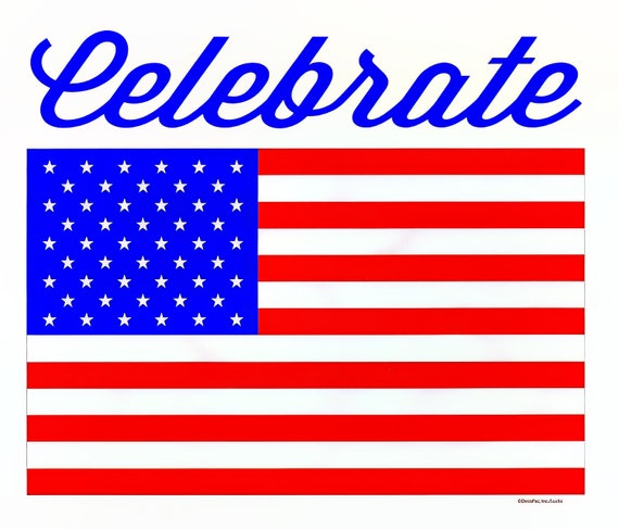 Celebrate America Flag - Birthday ~ Edible 2D Fondant Birthday Cake/Cupcake Topper ~ D150