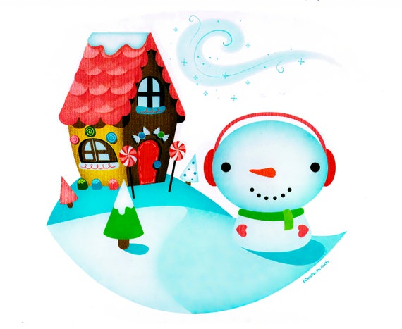 Christmas Snowman Birthday ~ Edible 2D Fondant Birthday Cake/Cupcake Topper ~ D22184