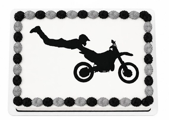 Dirt Bike Stunt Edible Cake Topper, Motocross Motorcycle Frosting Sheet ~ D21764