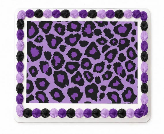 Purple Leopard Print Edible Cake Topper, Animal Frosting Sheet Image, Wild Birthday Decor ~ D5761