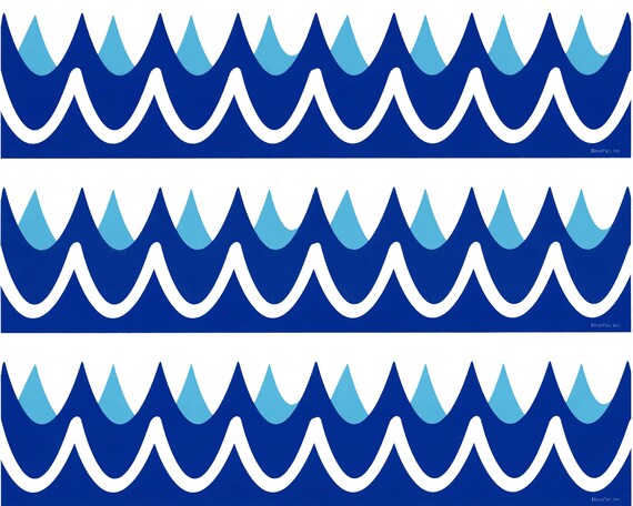 Ocean Waves Birthday - Side Strips ~ Edible 2D Fondant Birthday Cake Side Toppers ~ D1502