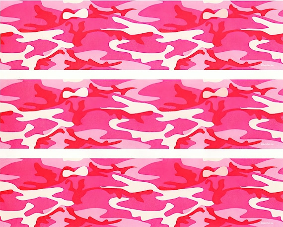 Pink Camo - Side Strips ~ Edible 2D Fondant Birthday Cake Side Toppers ~ D528