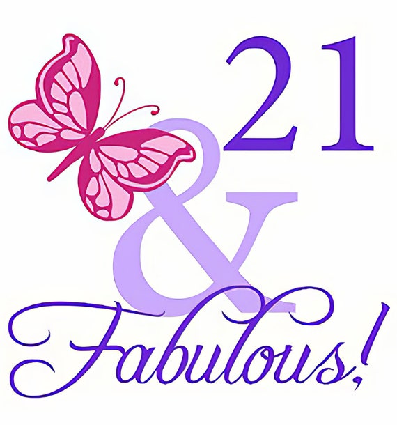 21 & Fabulous 21st Birthday ~ Edible 2D Fondant Birthday Cake/Cupcake Topper ~ D10072